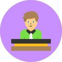 Bank teller Flat Circle Style Icon vector