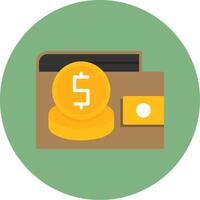 Wallet with coins Flat Circle Style Icon vector