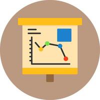 Falling Line Graph Flat Circle Style Icon vector
