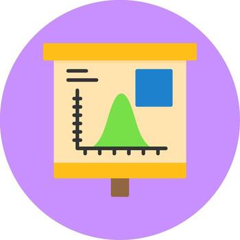 Bell Curve on Graph Flat Circle Style Icon vector