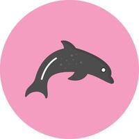 Dolphin Flat Circle Style Icon vector