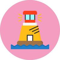 Lighthouse Flat Circle Style Icon vector