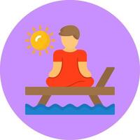 Beach yoga Flat Circle Style Icon vector