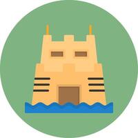 Sand castle contest Flat Circle Style Icon vector
