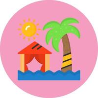 Beach camping Flat Circle Style Icon vector