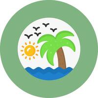 Beach painting Flat Circle Style Icon vector