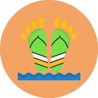 Beach walk Flat Circle Style Icon vector