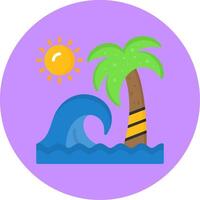 Beach Waves Flat Circle Style Icon vector
