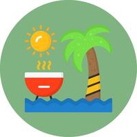 Beach BBQ Flat Circle Style Icon vector