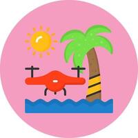 Beach drone photography Flat Circle Style Icon vector