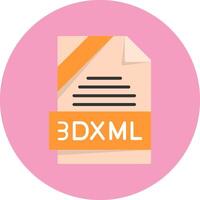 3DXML Format Flat Circle Style Icon vector