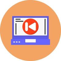 Skip backward Flat Circle Style Icon vector
