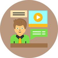 Interview Flat Circle Style Icon vector