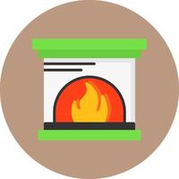 Fireplace Flat Circle Style Icon vector