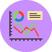 Line chart Flat Circle Icon Style vector
