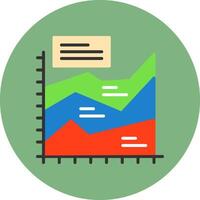 Area chart Flat Circle Icon Style vector