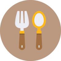 Spoon and Fork Flat Circle Style Icon vector