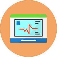 Ecg monitor Flat Circle Style Icon vector