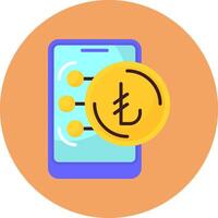 Turkish Lira Flat Circle Style Icon vector