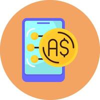 Australian Dollar Flat Circle Style Icon vector