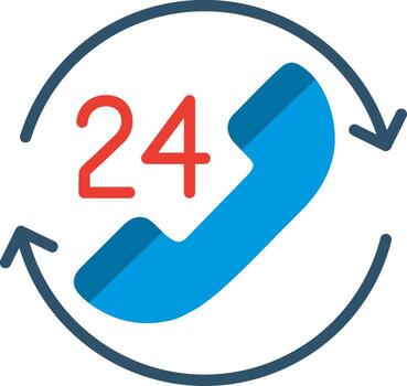 24 Hours Support Flat Illustration Design vector
