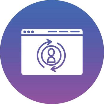 A purple circle with a circle icon of a person on a computer vector