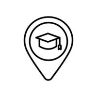 icon location academic, word graduation cap location marker design for educational themed projects targeting graduates and students. Suitable for educational websites and designs vector