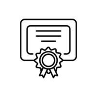 icon certificate, Certificate with ribboned seal symbolizes achievement. Suitable for award ceremony invitations, graduation announcements, or professional certifications vector