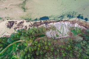aerial top view with drone of the coast of the ria de arousa, province of Pontevedra. Galicia, Spain photo