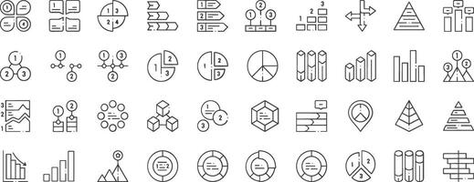 graphs and charts icons set vector