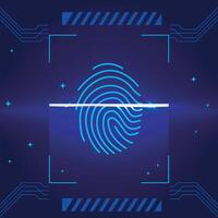 illustration in advanced technology style. Combination of fingerprint and padlock solid cyber security symbol. vector