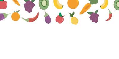 collection of icons and illustrations of fresh fruit and vegetables. flying flung on a white background. for banners, flyers and fruit and beverage backgrounds vector