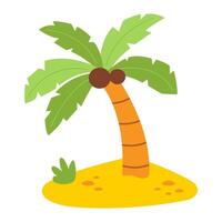Palm tree with coconuts on a tropical island. Tropical beach. illustration. vector