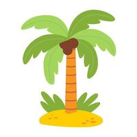 Palm tree with coconuts on a tropical island. illustration. vector
