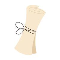 Scroll of ancient parchment tied with ribbon. Vintage sheet of paper. illustration. vector
