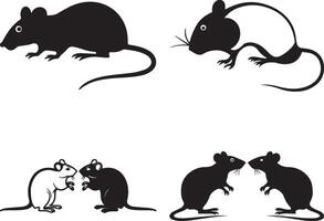 Rats Silhouette With White Background Icon Set vector