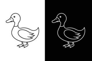 Elegant Black Linear Duck Icon. Isolated on Crisp White Background vector