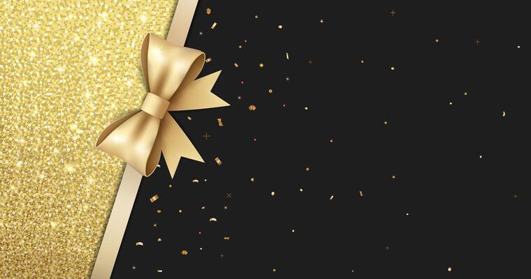 Elegant dark template for card, certificate. Luxury background with gold glitter. Empty gift voucher with place for text.