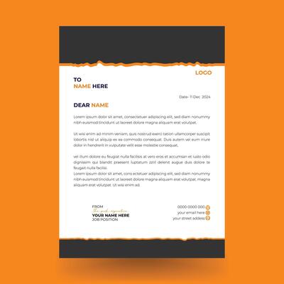 Modern clean and Professional Letterhead design Template with blcak and yellow.