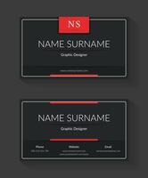 Black business card template, modern minimal design vector