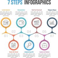 Infographic template with seven spteps or options, business infographics, process, workflow diagram vector