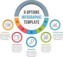 5 Options infographic template with line icons for presentations, reports, brochures etc, can be used as steps, workflow, process vector