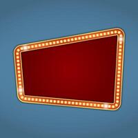 Red retro banner with lights vector