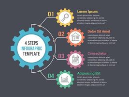 Infographic template with gear with four elements, steps or options vector