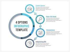 Circle infographic template with four options, workflow or process diagram vector