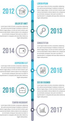 Vertical timeline infographics template with colorful circles, workflow or process diagram