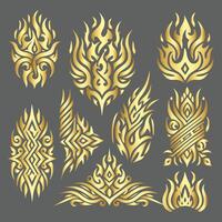 Golden tribal elements set of tribal elements vector