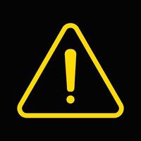 A yellow warning sign on a black background vector