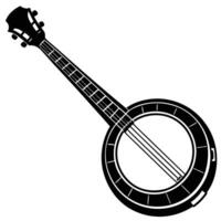 Artistic Banjo Silhouette with Detailed Features vector