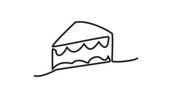 cake continuous one line drawing pieces of cake vector